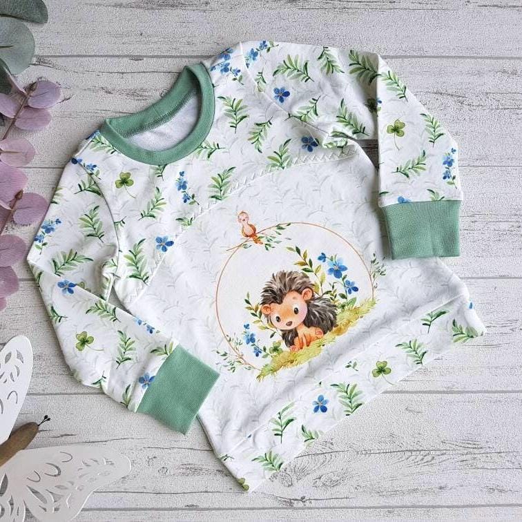 Igel Pullover Grün Kinder, Kinder Sweatshirt Mit Igelmotiv, Handgenähter Bio Sweat, Wunschgröße 74 - 122 von Mutzelchen