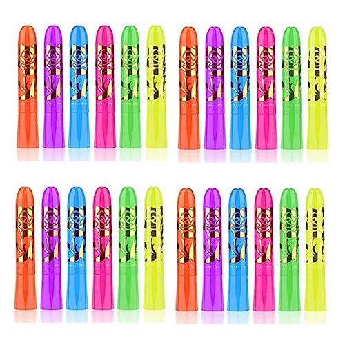 Muuoeou 24 Stück im Schwarzlicht Leuchtende Gesichtsmalstifte Aus Kunststoff, Gesichtsmalstifte, Gesichts- und Körperbemalung, Fluoreszierendes Halloween-Maskerade-Make-Up für Erwachsene von Muuoeou