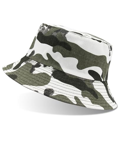 Muwodkdn Fischerhut Herren Damen 100% Baumwolle Sonnenhut Unisex Anglerhut Outdoor UV Schutz Camouflage Bucket Hat faltbar Wandern Freizeithut Grün von Muwodkdn