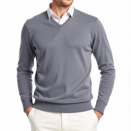 Muwodkdn Herren Strickpullover V Ausschnitt Strick Pulli Mock Hemdkragen Strickwaren Strickpullover Feinstrick Sweater Männer Winterpullover Grau L Muwodkdn Herren Strickpullover V Ausschnitt Strick Pulli Mock Hemdkragen Strickwaren Strickpullover Feinstrick Sweater Männer Winterpullover Grau L von Muwodkdn