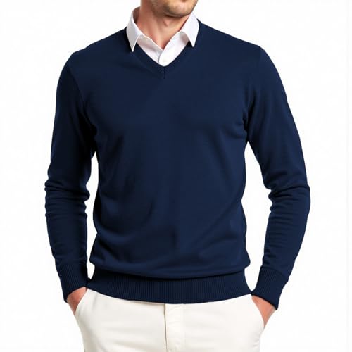 Muwodkdn Herren Strickpullover V Ausschnitt Strick Pulli Mock Hemdkragen Strickwaren Strickpullover Feinstrick Sweater Männer Winterpullover Marineblau XL Muwodkdn Herren Strickpullover V Ausschnitt Strick Pulli Mock Hemdkragen Strickwaren Strickpullover Feinstrick Sweater Männer Winterpullover Marineblau XL von Muwodkdn