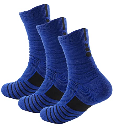 Muzboo 3 Paar Crew Sportsocken Wandersocken Atmungsaktiv Herren Damen Laufsocken Frotteesohle Blue-43-46 von Muzboo