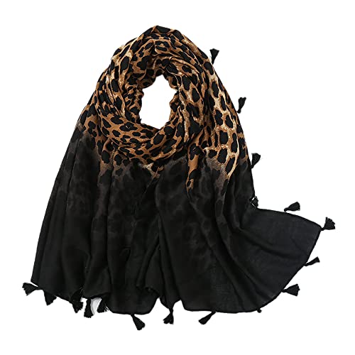 Muzboo Elegant Stola für Damen,Quasten-Design,Leicht Scarf Schal für Strand, Abendpartys, Hochzeiten 180 x 85 cm Black+Leo von Muzboo