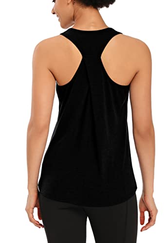 Muzniuer Damen-Workout-Top, Yoga, Tank-Top, ärmellos, für Sport, Fitnessstudio, Racerback, schwarz, Klein von Muzniuer