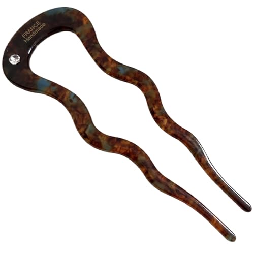 Französische Haarnadel U -Form Hair Fork braune Vintage Harz Haarstifte mit Strasshaarstangen Französisch Haarzubehör für Frauen Mädchen langes Haar 5 Zoll von Muzrunq