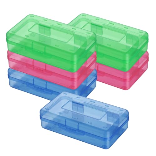 Muzrunq Bleistiftbox aus Kunststoff, 8 x 5 x 2 Zoll Buntstiftbox mit Schnappdeckel, 6 Stück stapelbares Federmäppchen für Schulbedarf, Bleistiftbox aus Kunststoff, Buntstiftbox von Muzrunq