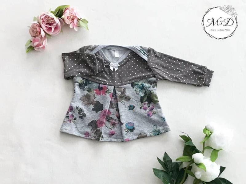 Baby-Tunika/ Pulli Mädchen Gr.62 Aquarellblumen 1-3 Monate von MvDUnikate