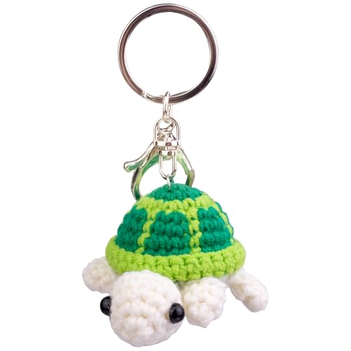 Mwmoeen Lustige Positive Häkelschildkröte Schlüsselanhänger Handgemachte Emotionale Unterstützung Gestrickte Wolle Schildkröte Puppe Schlüsselanhänger Geschenk für Tasche Charm(Grün) von Mwmoeen