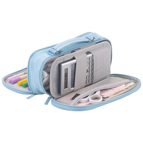 Mwqpgyh Federmäppchen mit Reißverschluss, Federmäppchen für die Schule - Mehrlagiges Polyester-Federmäppchen mit Netztasche,Handheld-Briefpapiertasche, multifunktionales Federmäppchen mit großer von Mwqpgyh
