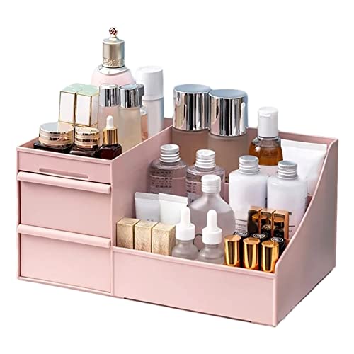 Make-up-Organizer, Kosmetik-Aufbewahrungsbox, Multifunktionaler Make-up-Organizer auf Der Arbeitsplatte Mit Schubladen, Tragbare Box Für Die Schule zu Hause(Rosa) von Mwrode