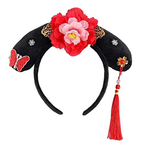 Antikes chinesisches Stirnband, Blume, Kopfbedeckung, Mädchen, Mandschu, Prinzessin, Kopfbedeckung, antiker Tangzhuang, Kinder-Haarschmuck, chinesisches Stirnband für Frauen von Mxming