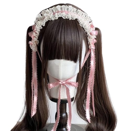 Gotische Stirnbänder für Frauen, Subkultur-Stirnband, Gothic-Stil, weiß, Kopfbedeckung, Cosplay, Dienstmädchen, Volant, Foto-Requisiten, Spitzen-Stirnbänder für Mädchen von Mxming