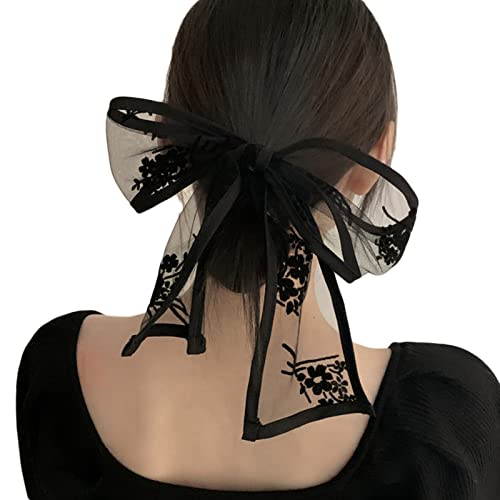 Spitzen Haarband Schleifen Haarband Spitzen Haargummi Gebundenes Haargummi Schleifen Haargummi Schwarzer Schmaler Schal Stirnband Spitzen Haar Accessoires Schwarzer Dünner Schal Für Damen von Mxming