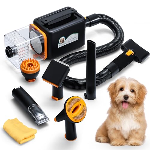 Mxmoonant 3-in-1 Hundehaarpflege Set, Staubsauger & Trockner & Schermaschine, Stufenlos Wind und Temperatur einstellbar, 7 Zubehör, mit Aufbewahrungstasche und Handtuch von Mxmoonant