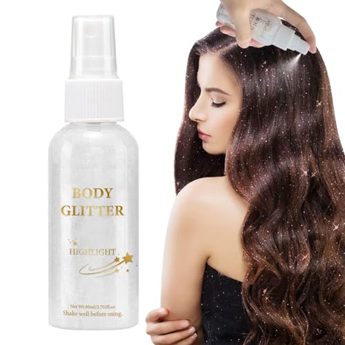 Mxshc Haar Glitzer Spray,Schimmer Haarspray Trockenpuder Make-up - Langanhaltender Lockerpuder Highlighter Für Gesicht Haut Karneval Fasching Festival Events von Mxshc