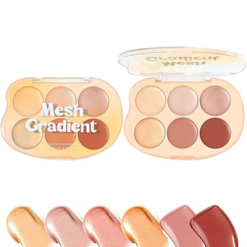 Mxshc Highlighting-Palette | 6 Farben Gesichts Bronzer Aufheller Palette - Wasserdichtes cremiges mischbares langanhaltendes Kosmetikset für Frauen mit reifer Haut für Künstler Events und Partys von Mxshc