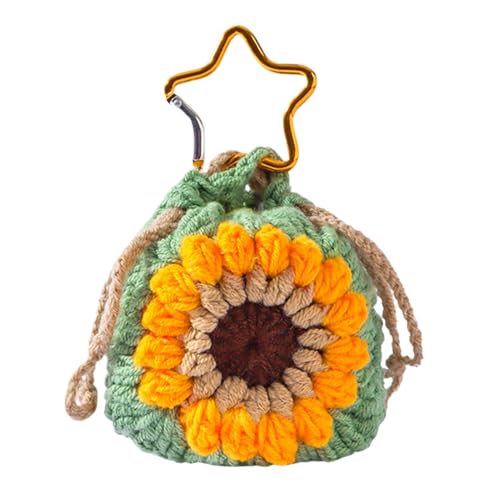 Mxshc Münzbeutel Schlüsselanhänger,Gewebte Sonnenblumen Geldbörsen Deko - Sichere Münztasche Für Karten Und Schlüssel Aufbewahrung Accessoire Für Reisen Schule Und Handtasche von Mxshc