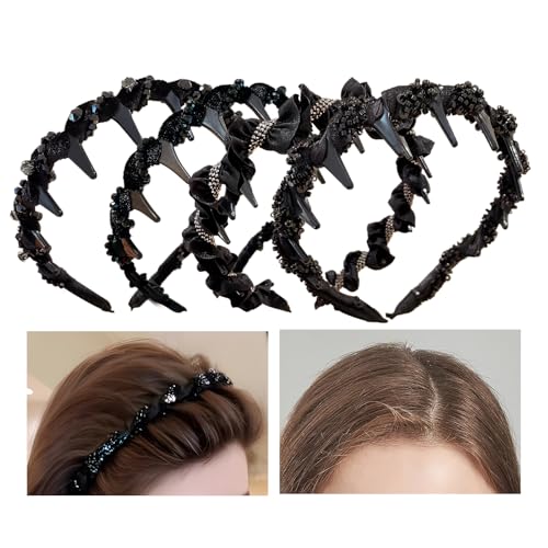 Mxshc Zacken Haarspange - Vintage Hoher Totenkopf Zahnperlen Haarreif | Haarreifen Für Mädchen Damen Sommer Hochzeit Abendkleider Brautjungfern Tänzerinnen von Mxshc