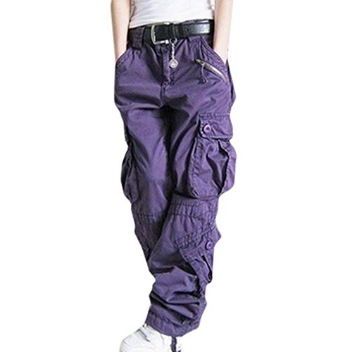 Damen Cargo Hose, Frauen Armee Militär Beiläufig Ladung Keuchen Hosen mit Multi Taschen Mode Loose Fit Casual Hosen High Waist Bequem Jogginghose von Mxssi