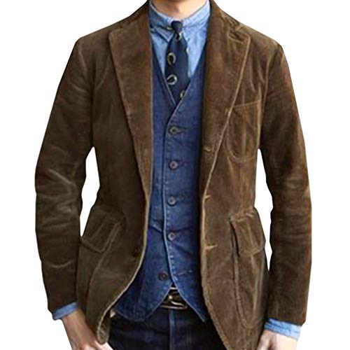 Herren Sakko Blazer Lange Ärmel Revers Cord Blazer Slim Fit Modern Anzug Jacke Einreihig Einfarbig Casual Blazer Mantel mit Sakko Westen von Mxssi