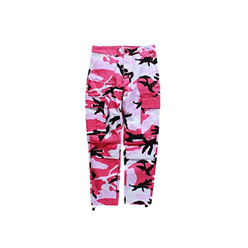 Mxssi Color Camo BDU Camouflage Cargo Pants Männer Frauen Casual Streetwear Taschen Jogger Orange Tactical Sweatpants Hip Hop Hosen Rosa XL von Mxssi