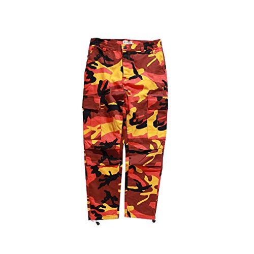 Mxssi Farbe Camo BDU Camouflage Cargo Pants Männer Frauen Casual Streetwear Taschen Jogger Orange Tactical Jogginghose Hip Hop Hose Orange M von Mxssi