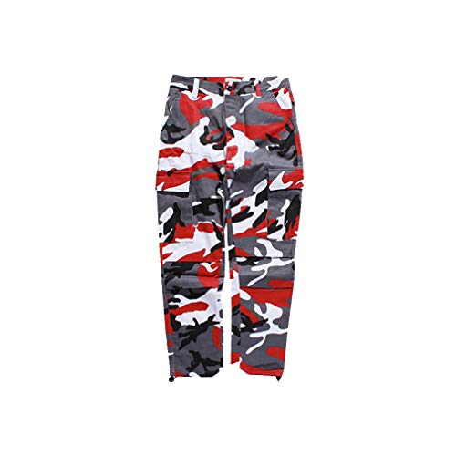 Mxssi Farbe Camo BDU Camouflage Cargo Pants Männer Frauen Casual Streetwear Taschen Jogger Orange Tactical Jogginghose Hip Hop Hosen Rot M von Mxssi