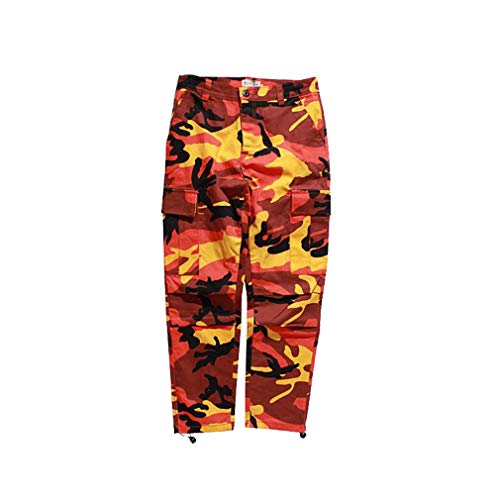 Mxssi Farbe Camo BDU Camouflage Cargo Pants Männer Frauen Casual Streetwear Taschen Jogger Orange Tactical Sweatpants Hip Hop Hose Orange 2XL von Mxssi