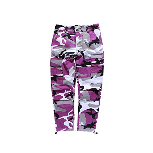 Mxssi Farbe Camo BDU Camouflage Cargo Pants Männer Frauen Casual Streetwear Taschen Jogger Orange Tactical Sweatpants Hip Hop Hosen Lila M von Mxssi