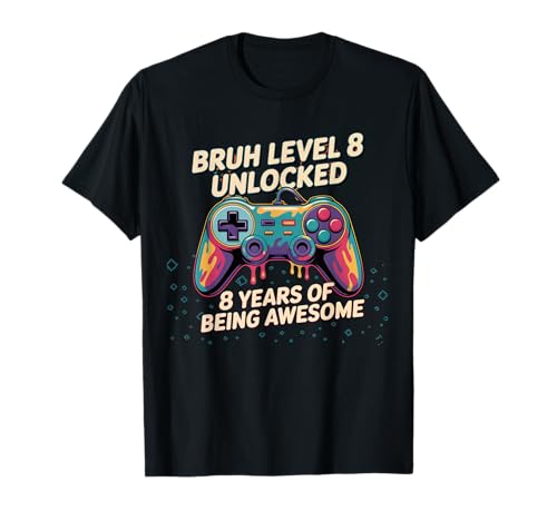 8 Jahre Alter Junge Mädchen 8 Jahre Videospiel Level 8 freigeschalteter Geburtstag T-Shirt von My 8th Birthday Era Eight 8 Year Old Birthday 8yr