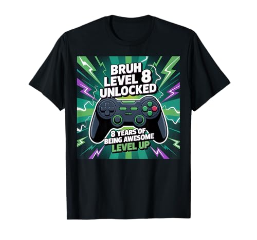 8 Jahre Alter Junge Mädchen 8 Jahre Videospiel Level 8 freigeschalteter Geburtstag T-Shirt von My 8th Birthday Era Eight 8 Year Old Birthday 8yr