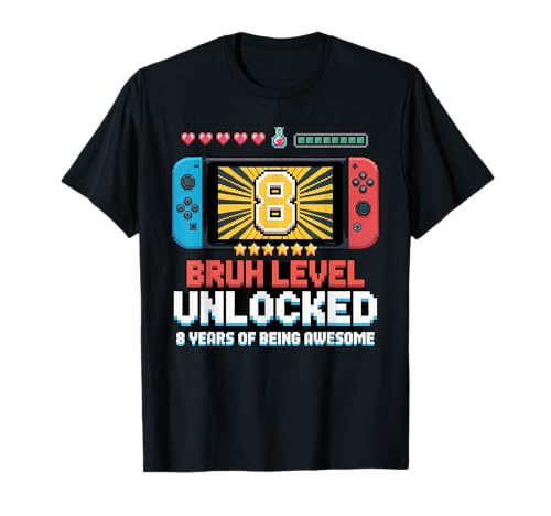 8 Jahre Alter Junge Mädchen 8 Jahre Videospiel Level 8 freigeschalteter Geburtstag T-Shirt von My 8th Birthday Era Eight 8 Year Old Birthday 8yr
