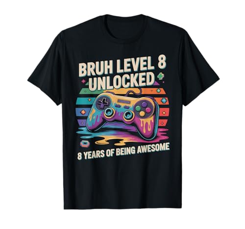 8 Jahre Alter Junge Mädchen 8 Jahre Videospiel Level 8 freigeschalteter Geburtstag T-Shirt von My 8th Birthday Era Eight 8 Year Old Birthday 8yr
