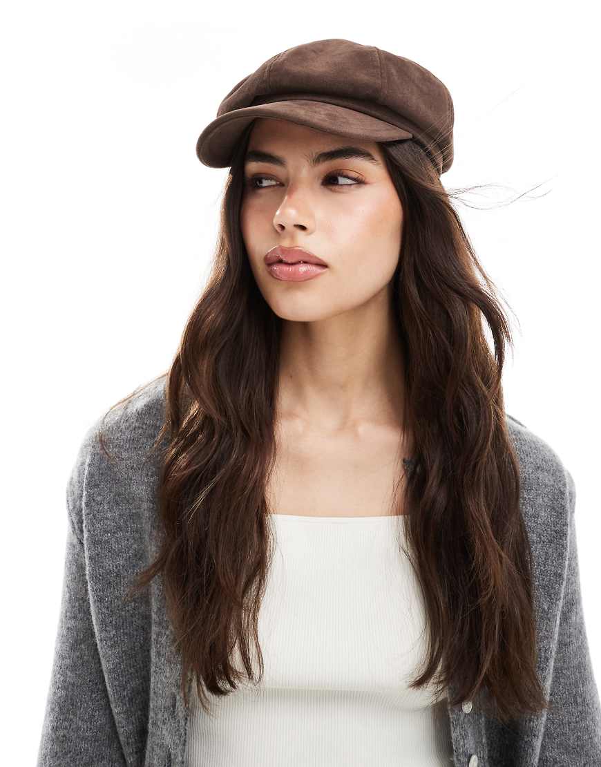 My Accessories - Baker-Boy-Mütze aus Wildlederimitat in Braun von My Accessories