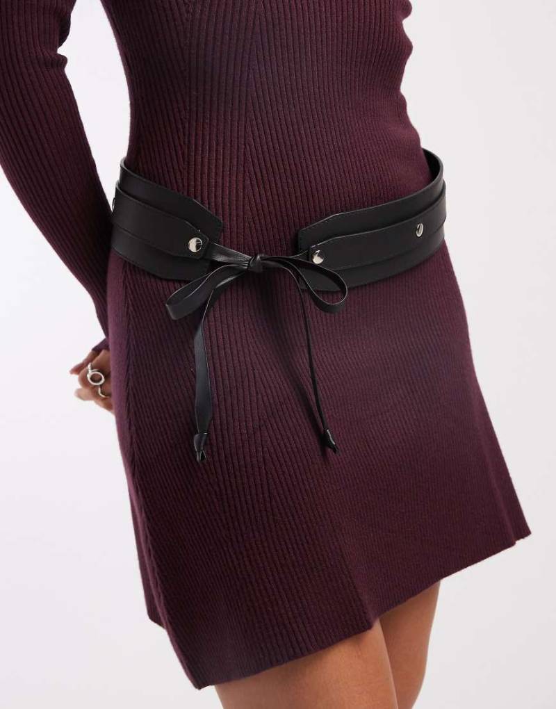 My Accessories - Breiter Bindegürtel in Schwarz mit Nieten von My Accessories