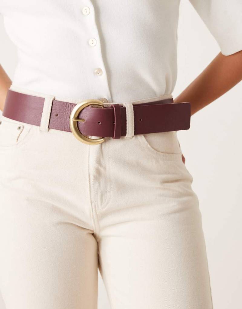 My Accessories - Breiter Gürtel in Burgunderrot und Gold von My Accessories