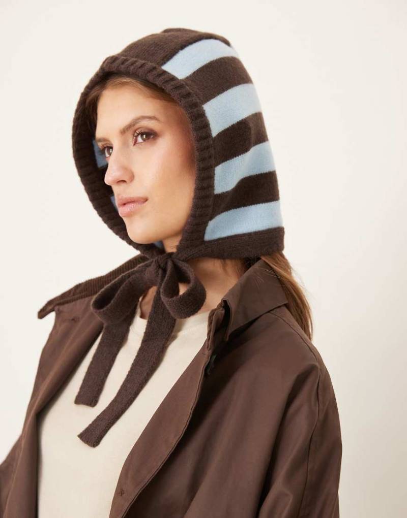 My Accessories - Gestreifte Strickhaube in Blau und Braun-Bunt von My Accessories