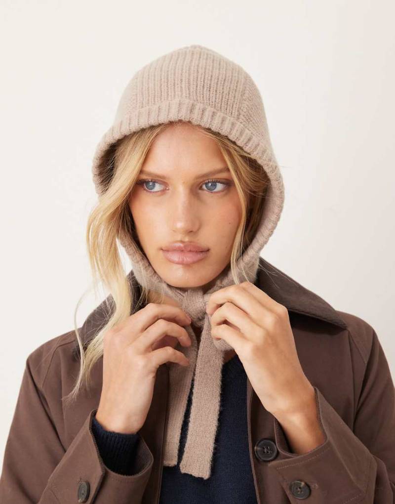 My Accessories - Gestrickte Haube in Beige-Brown von My Accessories