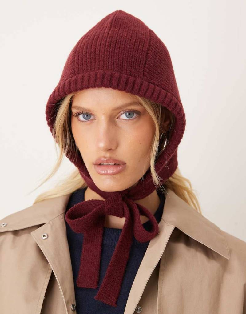 My Accessories - Gestrickte Haube in Burgunderrot von My Accessories