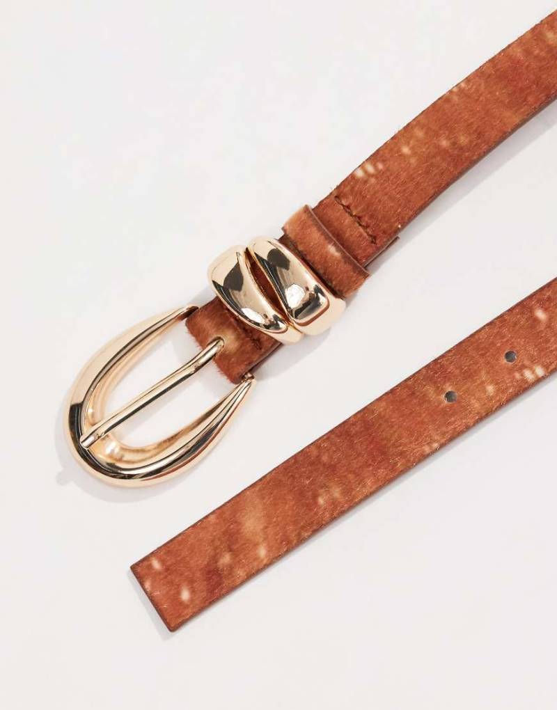 My Accessories - Gürtel mit Rehmuster und in Gold mit halbmondförmiger Schnalle-Bunt von My Accessories