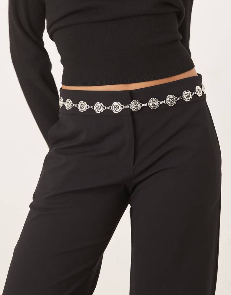 My Accessories - Kettengürtel in Vintage-Silberoptik mit rosenförmigen Zwischengliedern von My Accessories