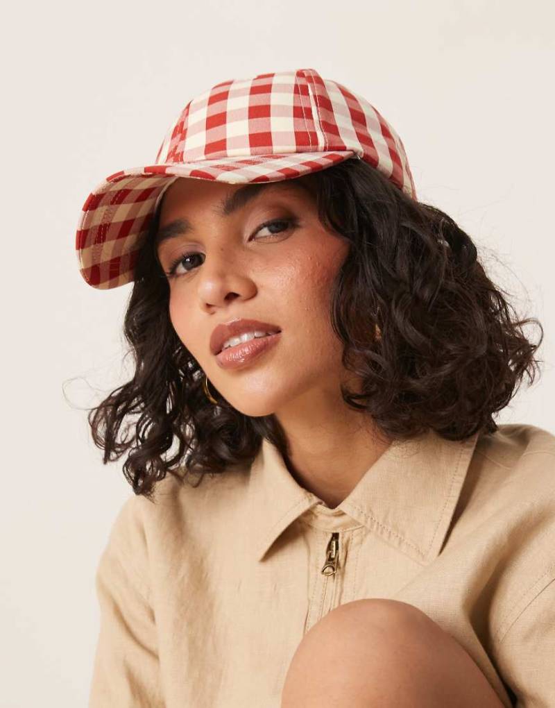 My Accessories London - Kappe in Rot mit Vichy-Karo von My Accessories