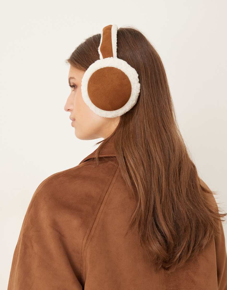 My Accessories - Ohrenschützer aus hellbraunem Wildlederimitat und Teddyfell-Bunt von My Accessories