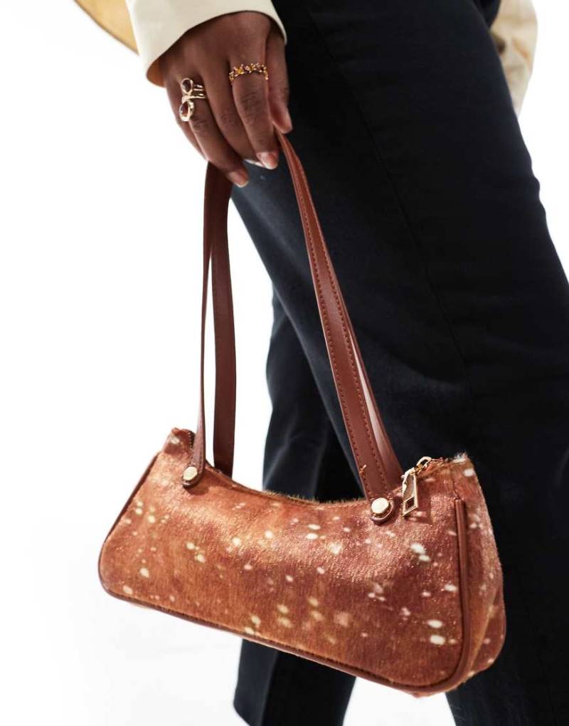 My Accessories - Schultertasche in Ponyfell-Optik-Braun von My Accessories