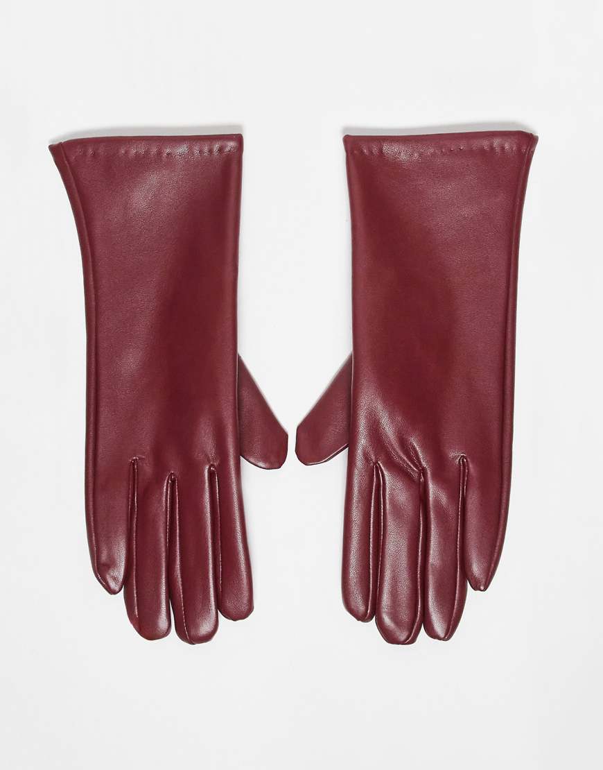 My Accessories - Touchscreen-Handschuhe aus Kunstleder in Burgunderrot von My Accessories