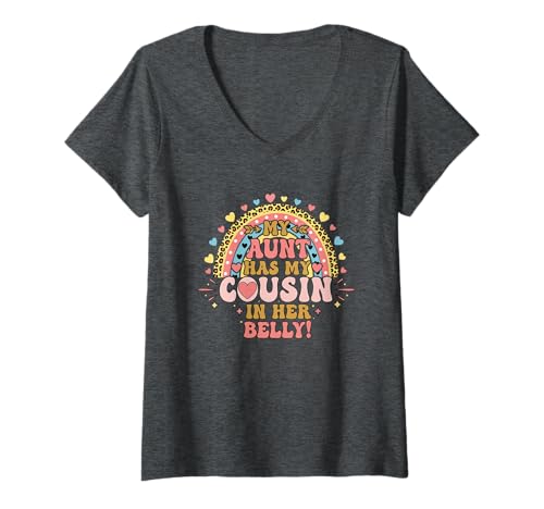 Damen My Aunt Has My Cousin In Her Belly T-Shirt mit V-Ausschnitt Damen My Aunt Has My Cousin In Her Belly T-Shirt mit V-Ausschnitt von My Aunt Has My Cousin In Her Belly Funny Ideas