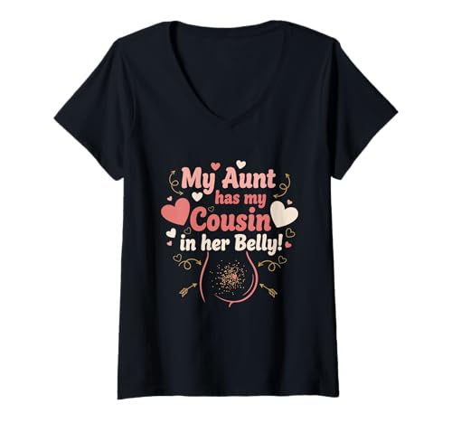 Damen My Aunt Has My Cousin In Her Belly T-Shirt mit V-Ausschnitt Damen My Aunt Has My Cousin In Her Belly T-Shirt mit V-Ausschnitt von My Aunt Has My Cousin In Her Belly Funny Saying