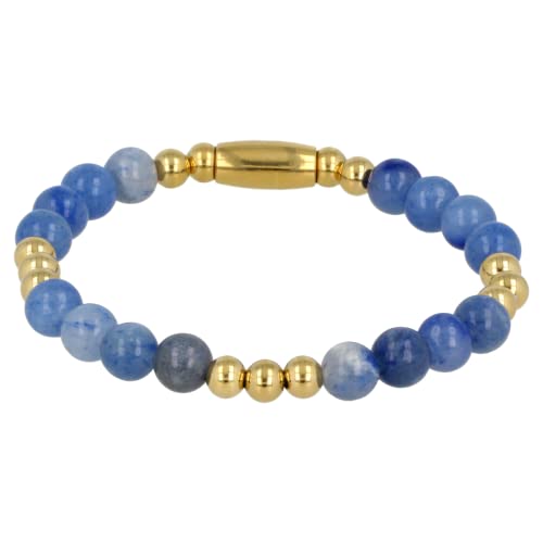 Elastisches Armband aus Goldperlen mit Blue Aventurine-Edelsteinen- Stylischer Flexibeles Armband für Damen mit echter Edelstein - Bleibt schön und Verfärbt nicht - Mehrere farben und gröBen von My Bendel