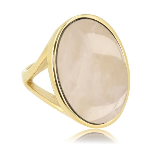 Goldener Statement-Ring mit Rosenquarz-Edelstein- Statement-Ring für Damen mit echtem Edelstein – zum Strahlen – ein echter Hingucker – erhältlich in Silber und Gold und verschiedenen Edelsteinen von My Bendel