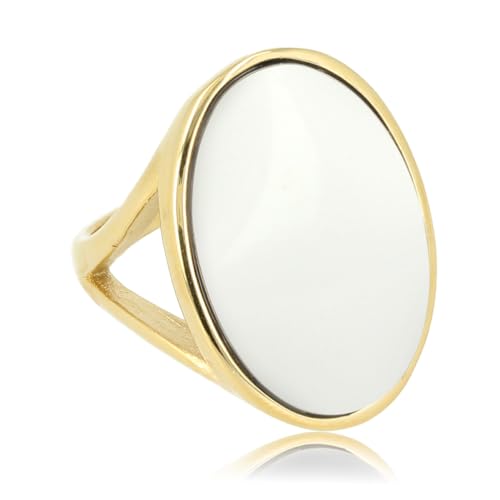 Goldring mit weißem Aventurin als Schmuckstein- Statement-Ring für Damen mit echtem Edelstein – zum Strahlen – ein echter Hingucker – erhältlich in Silber und Gold und verschiedenen Edelsteinen Goldring mit weißem Aventurin als Schmuckstein- Statement-Ring für Damen mit echtem Edelstein – zum Strahlen – ein echter Hingucker – erhältlich in Silber und Gold und verschiedenen Edelsteinen von My Bendel